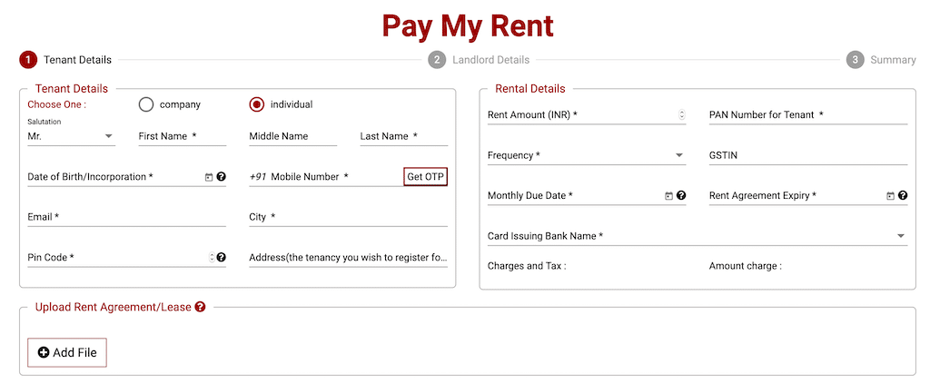 Rent pay using Red Girraffe